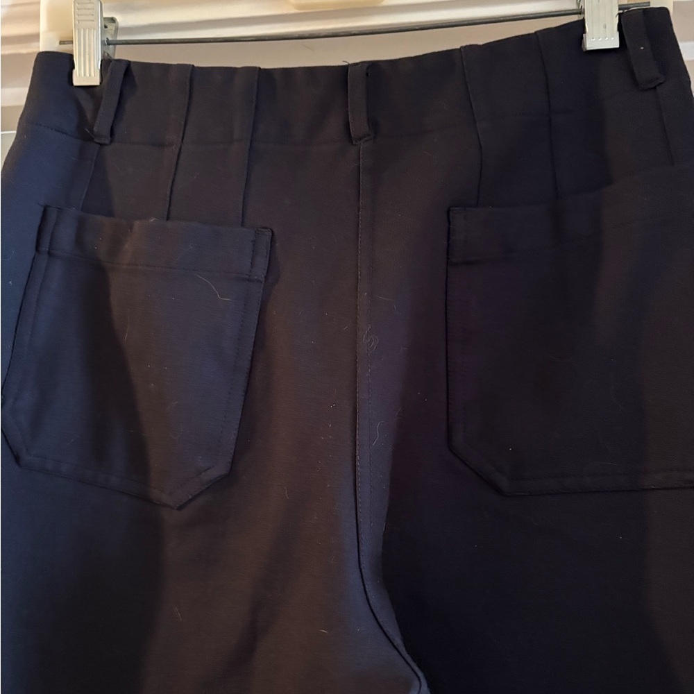 Quince Navy Blue Stretch Wide Leg Cropped Pants - Picture 8 of 10